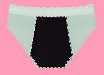 Light green underwear on a pink background