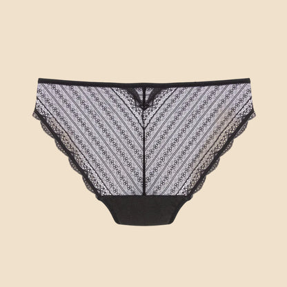 Black and white period patterned underwear on a white background