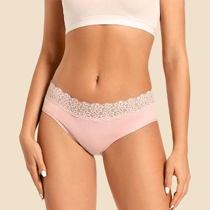Lace Detailed Mid Brief - Blush